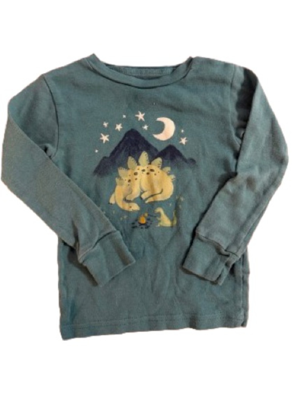 Carters Kids Long-Sleeve Teal Graphic Top with Moon & Dinosaurs size 2T